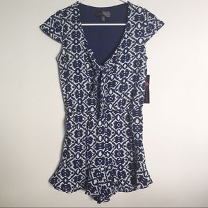 Glam Doll Ruffle Tie Front Romper, Size Small